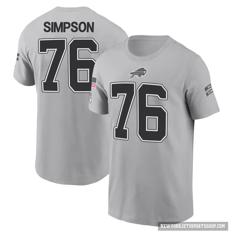 Men's ＃76 John Simpson New York Jets Gray 2024 Salute to Service T-Shirt