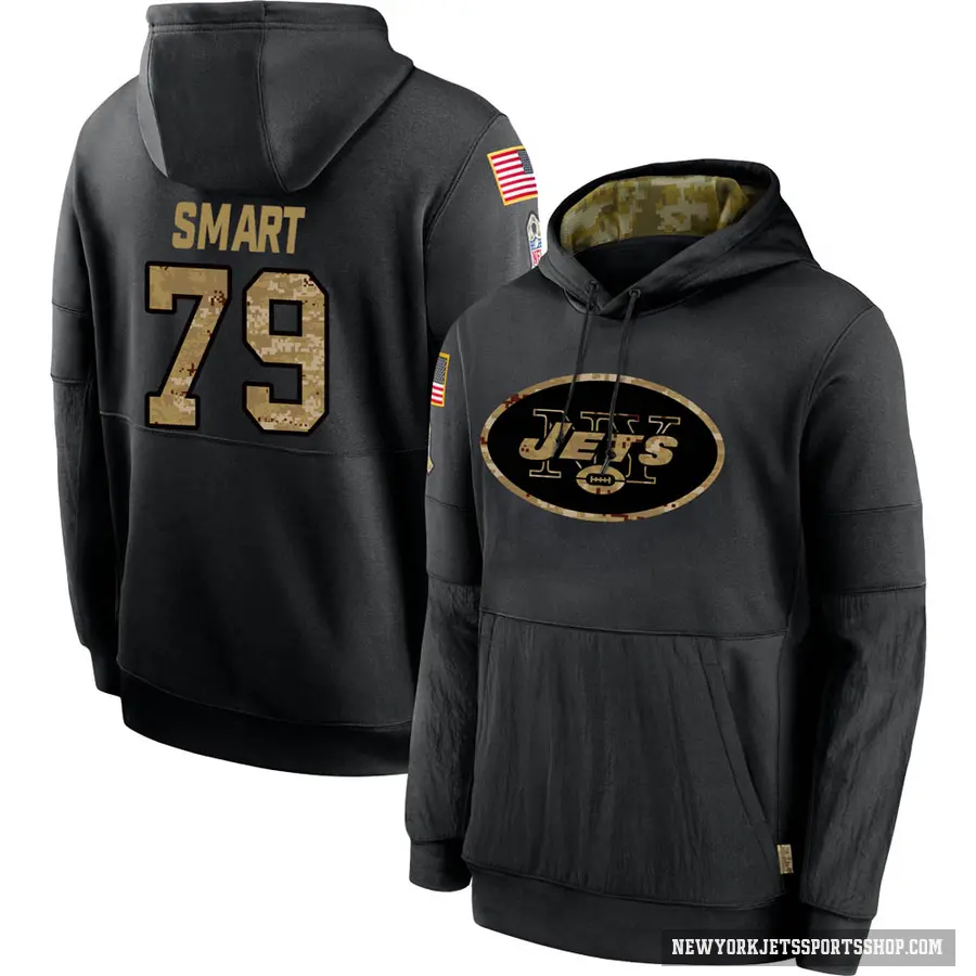Men's ＃79 Tanzel Smart New York Jets Black 2020 Salute to Service Sideline Performance Pullover Hoodie