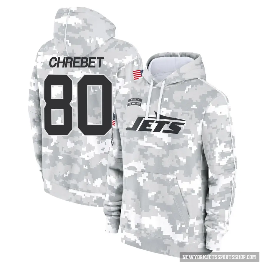 Men's ＃80 Wayne Chrebet New York Jets Arctic Camo 2024 Salute to Service Club Fleece Pullover Hoodie