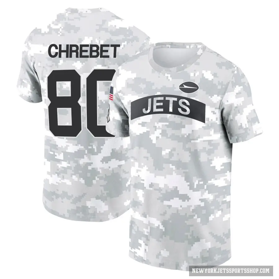 Men's ＃80 Wayne Chrebet New York Jets Camo Arctic 2024 Salute to Service Performance T-Shirt