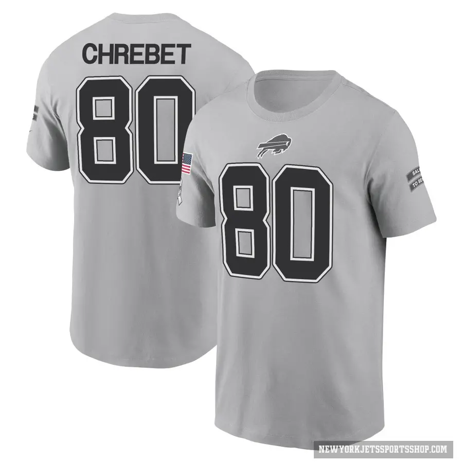 Men's ＃80 Wayne Chrebet New York Jets Gray 2024 Salute to Service T-Shirt