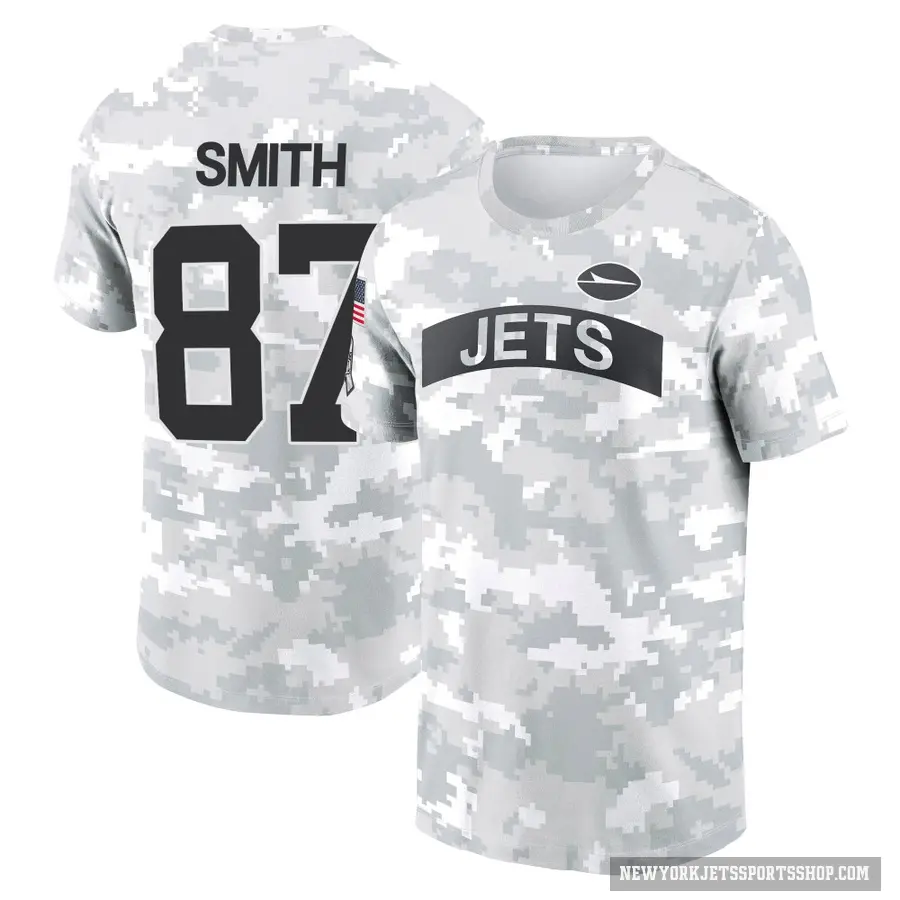 Men's ＃87 Brandon Smith New York Jets Camo Arctic 2024 Salute to Service Performance T-Shirt