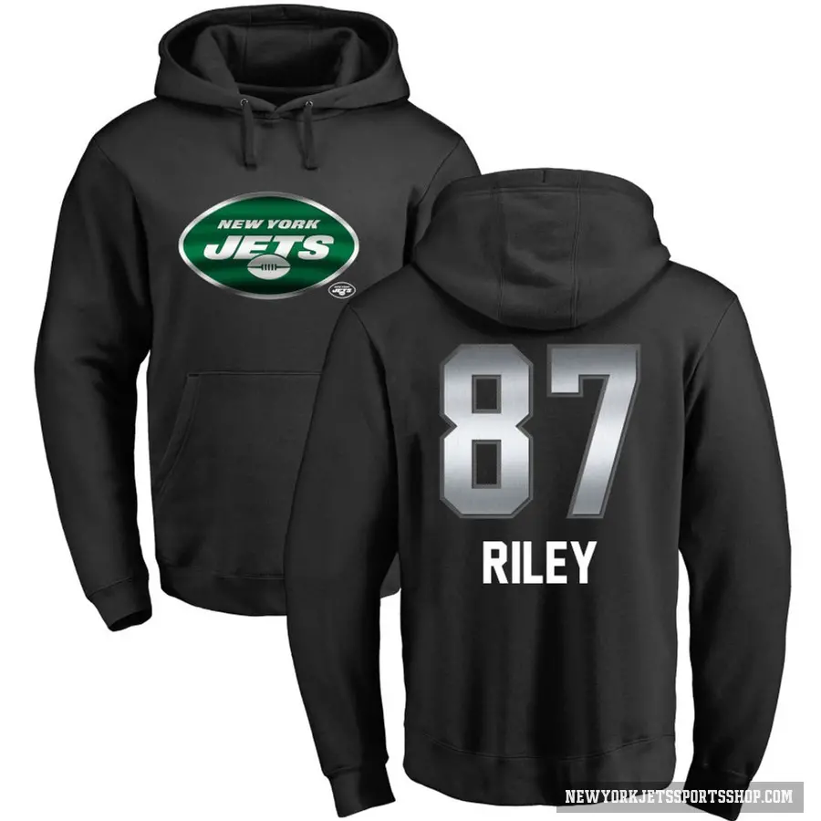 Men's ＃87 Marcus Riley New York Jets Black Midnight Mascot Pullover Hoodie