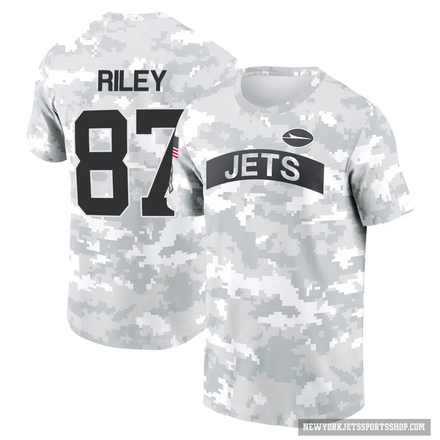 Men's ＃87 Marcus Riley New York Jets Camo Arctic 2024 Salute to Service Performance T-Shirt