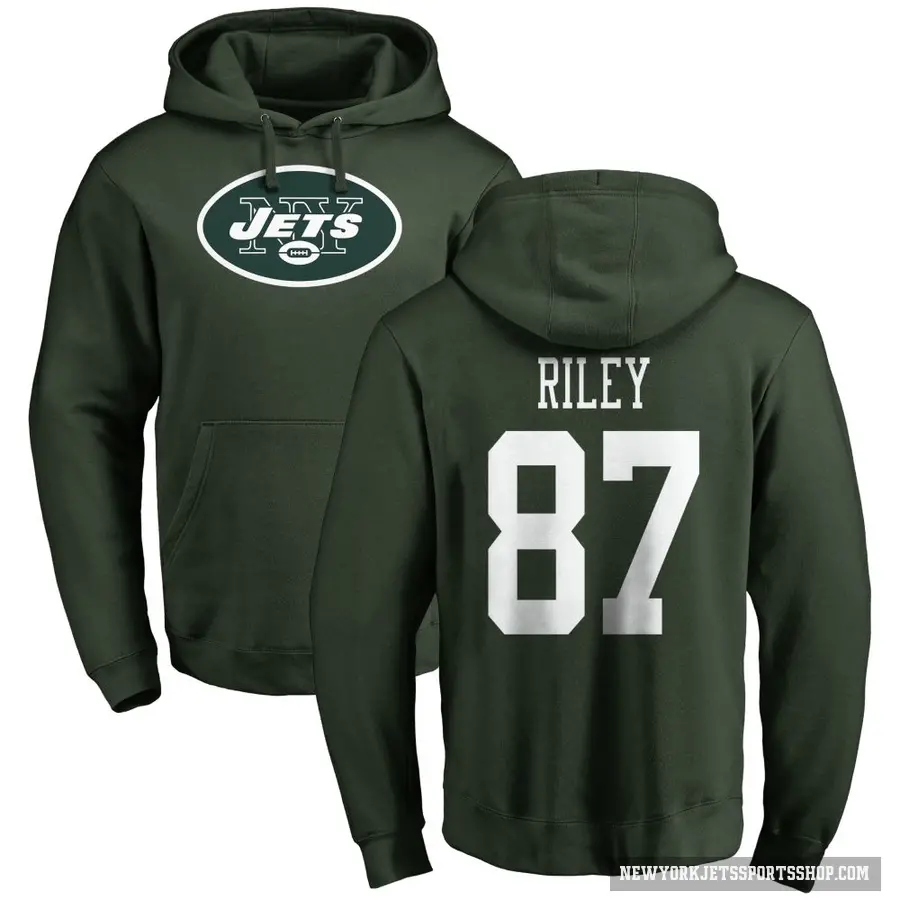 Men's ＃87 Marcus Riley New York Jets Green Pro Line Logo Pullover Hoodie