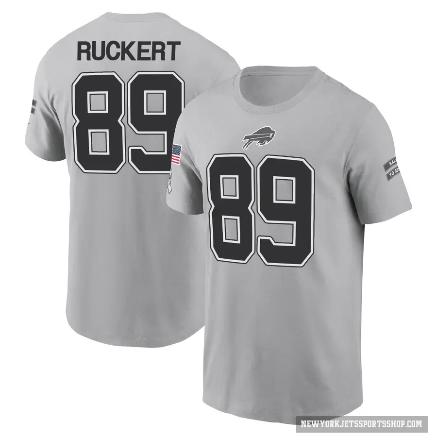 Men's ＃89 Jeremy Ruckert New York Jets Gray 2024 Salute to Service T-Shirt