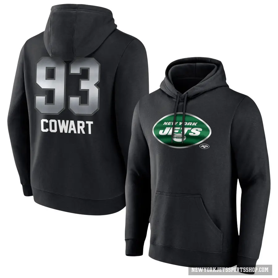 Men's ＃93 Byron Cowart New York Jets Black Midnight Mascot Pullover Hoodie