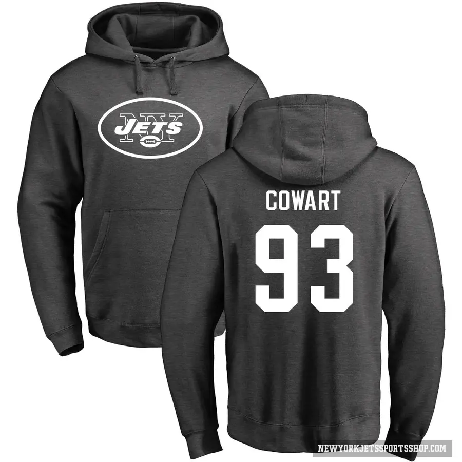 Men's ＃93 Byron Cowart New York Jets Pro Line by Branded Ash One Color Pullover Hoodie