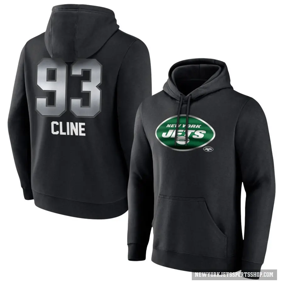 Men's ＃93 Kameron Cline New York Jets Black Midnight Mascot Pullover Hoodie