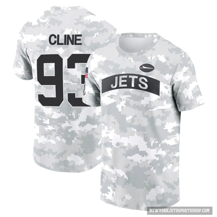 Men's ＃93 Kameron Cline New York Jets Camo Arctic 2024 Salute to Service Performance T-Shirt