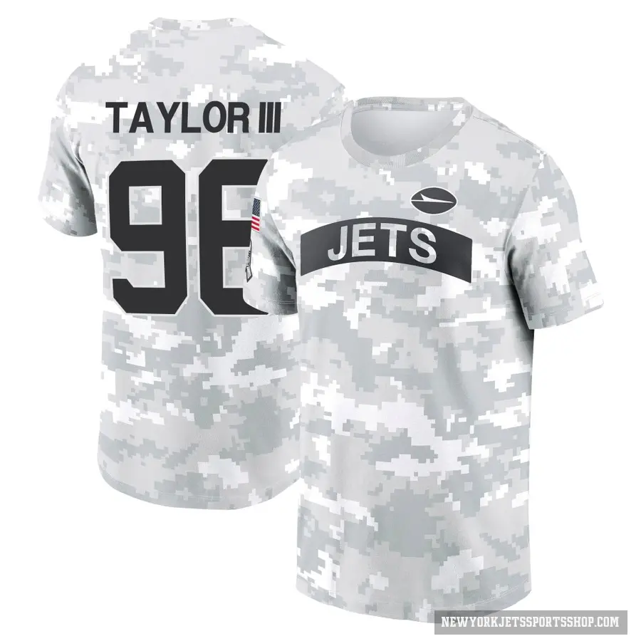 Men's ＃96 Leonard Taylor III New York Jets Camo Arctic 2024 Salute to Service Performance T-Shirt