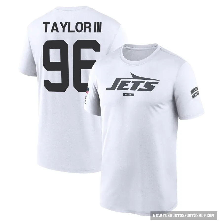 Men's ＃96 Leonard Taylor III New York Jets White 2024 Salute to Service Performance T-Shirt