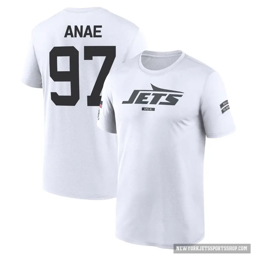 Men's ＃97 Bradlee Anae New York Jets White 2024 Salute to Service Performance T-Shirt