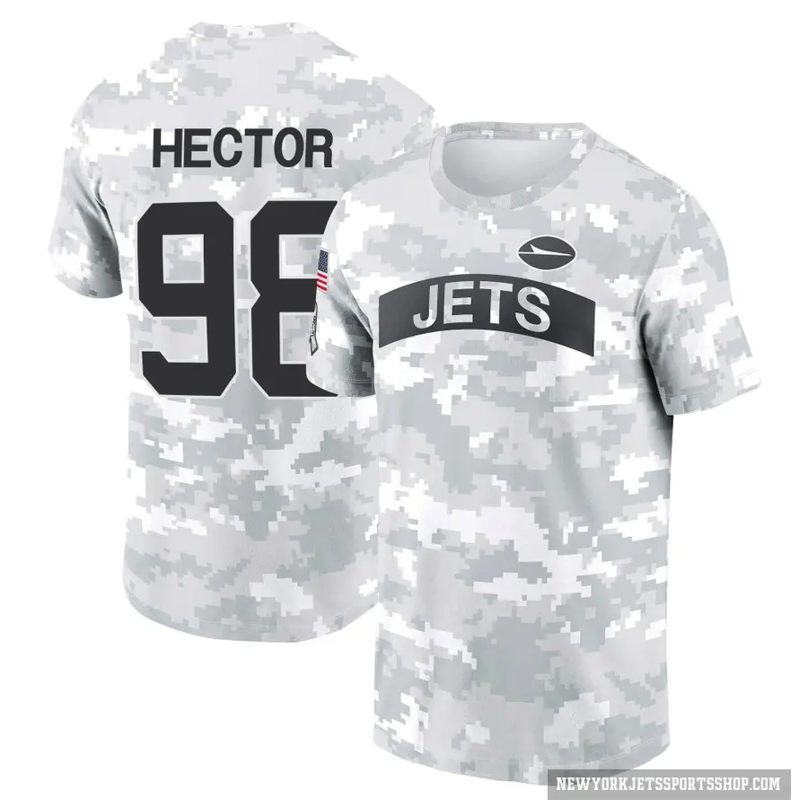 Men's ＃98 Bruce Hector New York Jets Camo Arctic 2024 Salute to Service Performance T-Shirt