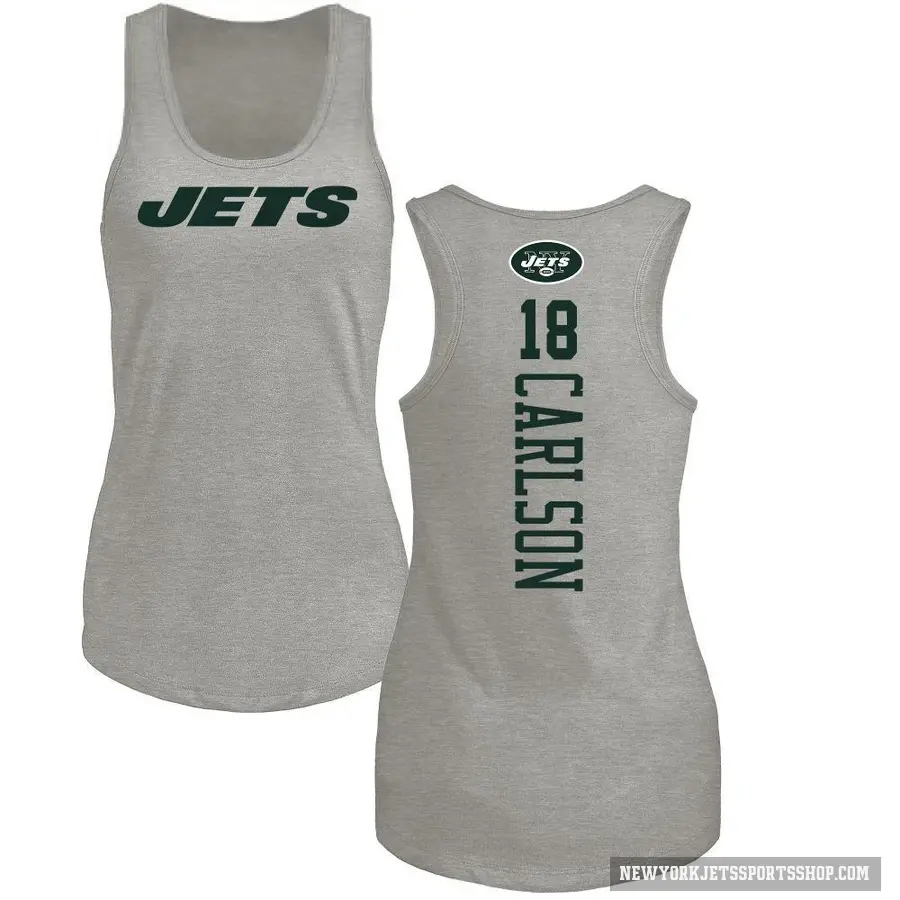Women's ＃18 Anders Carlson New York Jets Ash Backer Tank Top