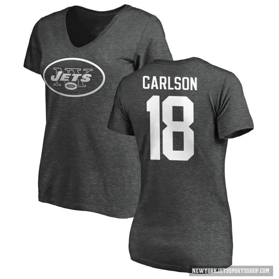 Women's ＃18 Anders Carlson New York Jets Ash One Color T-Shirt