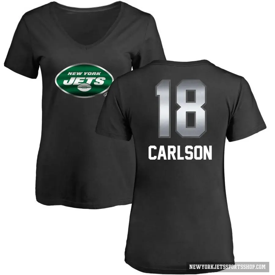 Women's ＃18 Anders Carlson New York Jets Black Midnight Mascot T-Shirt