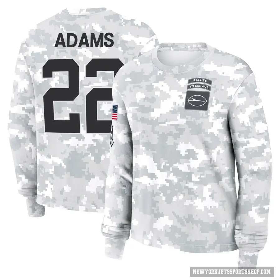 Women's ＃22 Tony Adams New York Jets Camo Arctic 2024 Salute to Service Long Sleeve T-Shirt