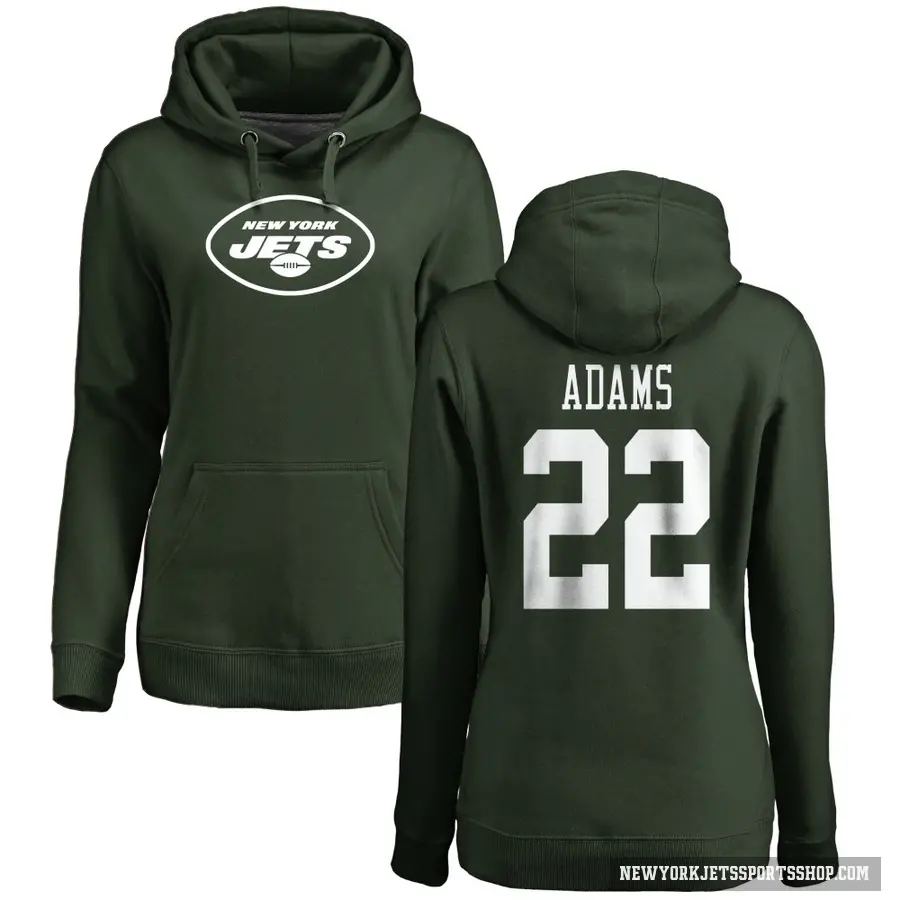 Women's ＃22 Tony Adams New York Jets Green Pro Line Logo Pullover Hoodie