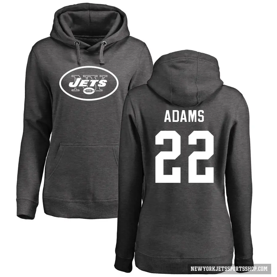 Women's ＃22 Tony Adams New York Jets Pro Line by Branded Ash One Color Pullover Hoodie