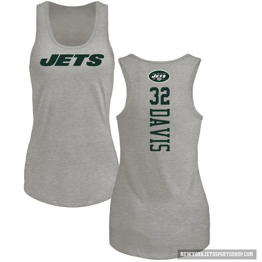 Women's ＃32 Isaiah Davis New York Jets Ash Backer Tank Top