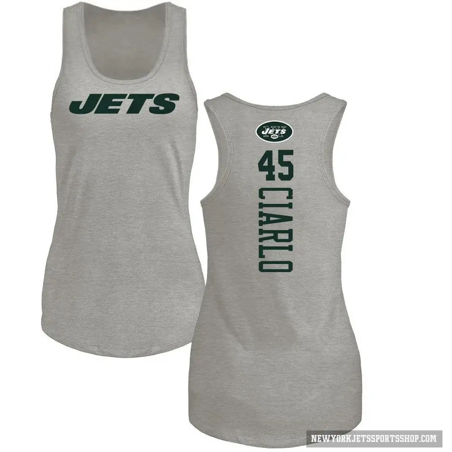Women's ＃45 Jimmy Ciarlo New York Jets Ash Backer Tank Top