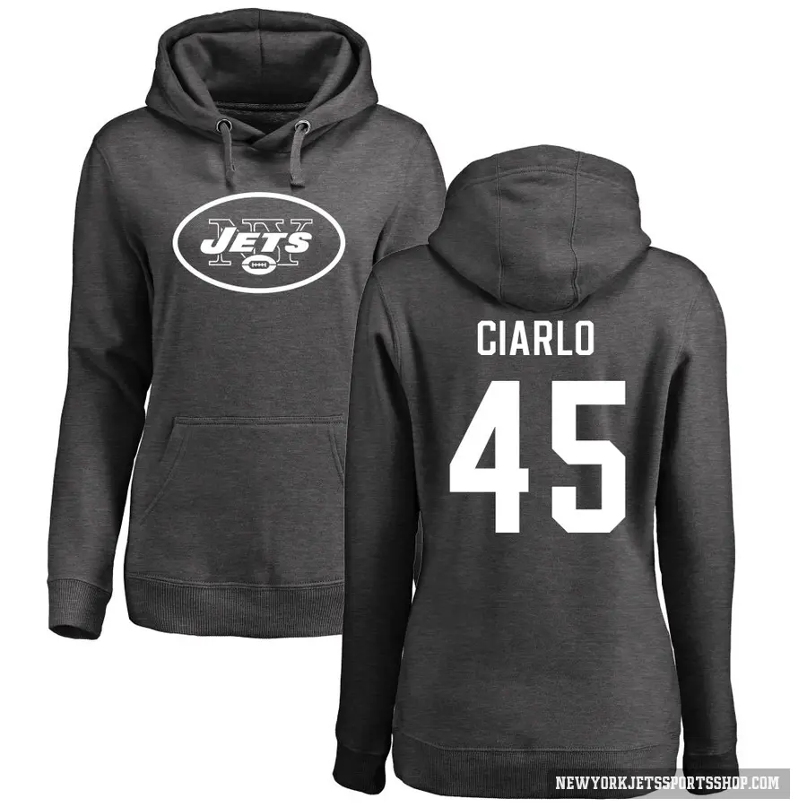 Women's ＃45 Jimmy Ciarlo New York Jets Pro Line by Branded Ash One Color Pullover Hoodie