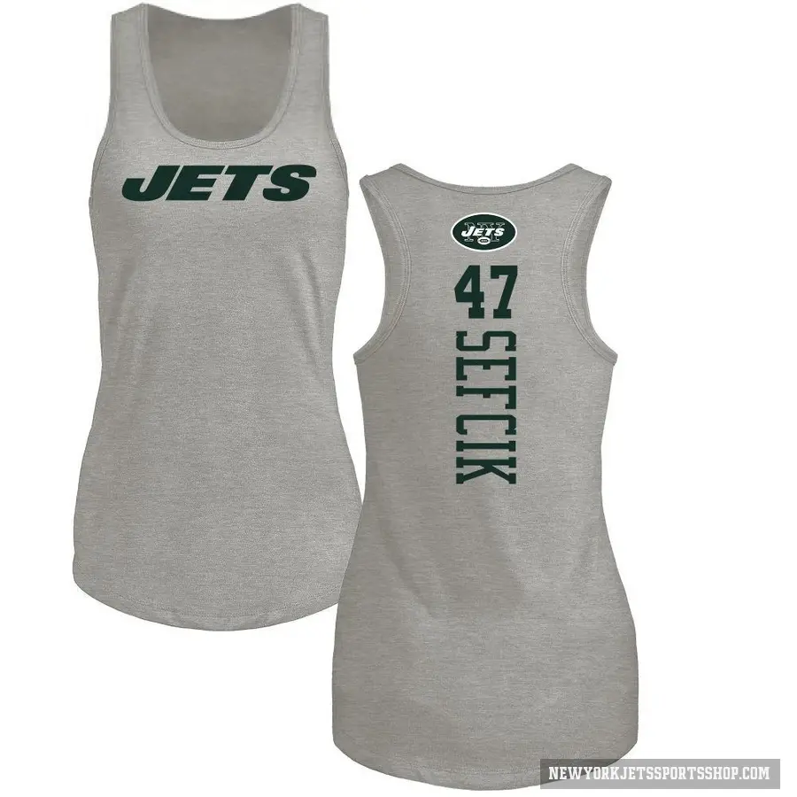 Women's ＃47 Lincoln Sefcik New York Jets Ash Backer Tank Top