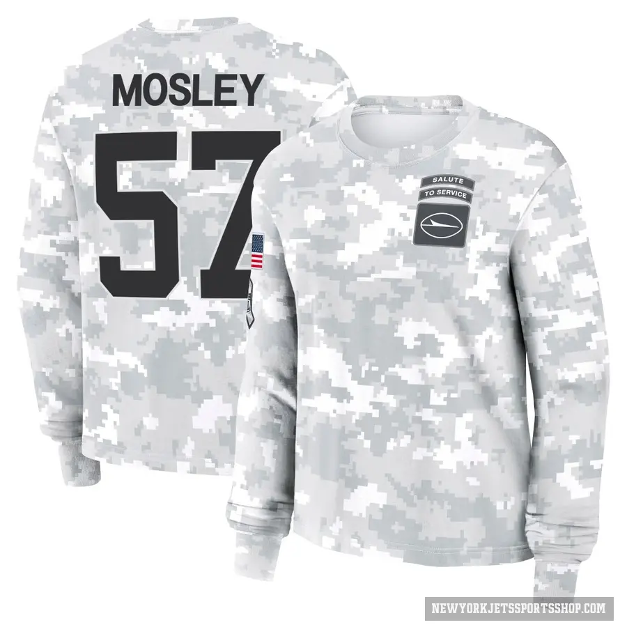 Women's ＃57 C.J. Mosley New York Jets Camo Arctic 2024 Salute to Service Long Sleeve T-Shirt