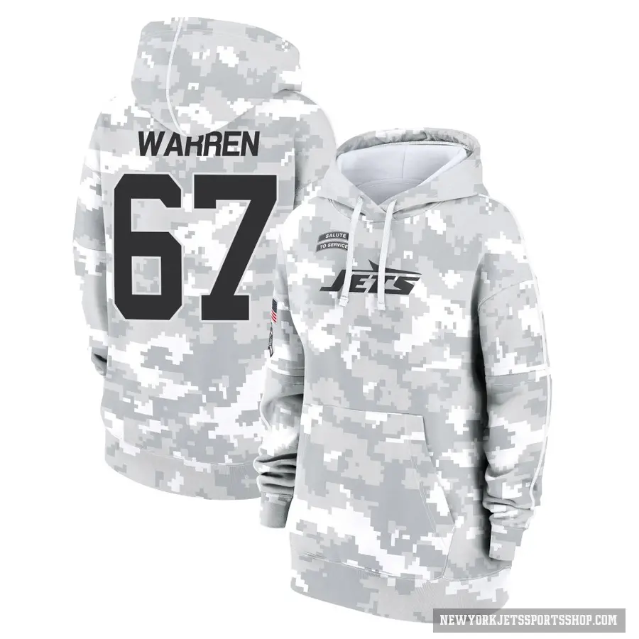 Women's ＃67 Carter Warren New York Jets Arctic Camo 2024 Salute to Service Club Fleece Pullover Hoodie