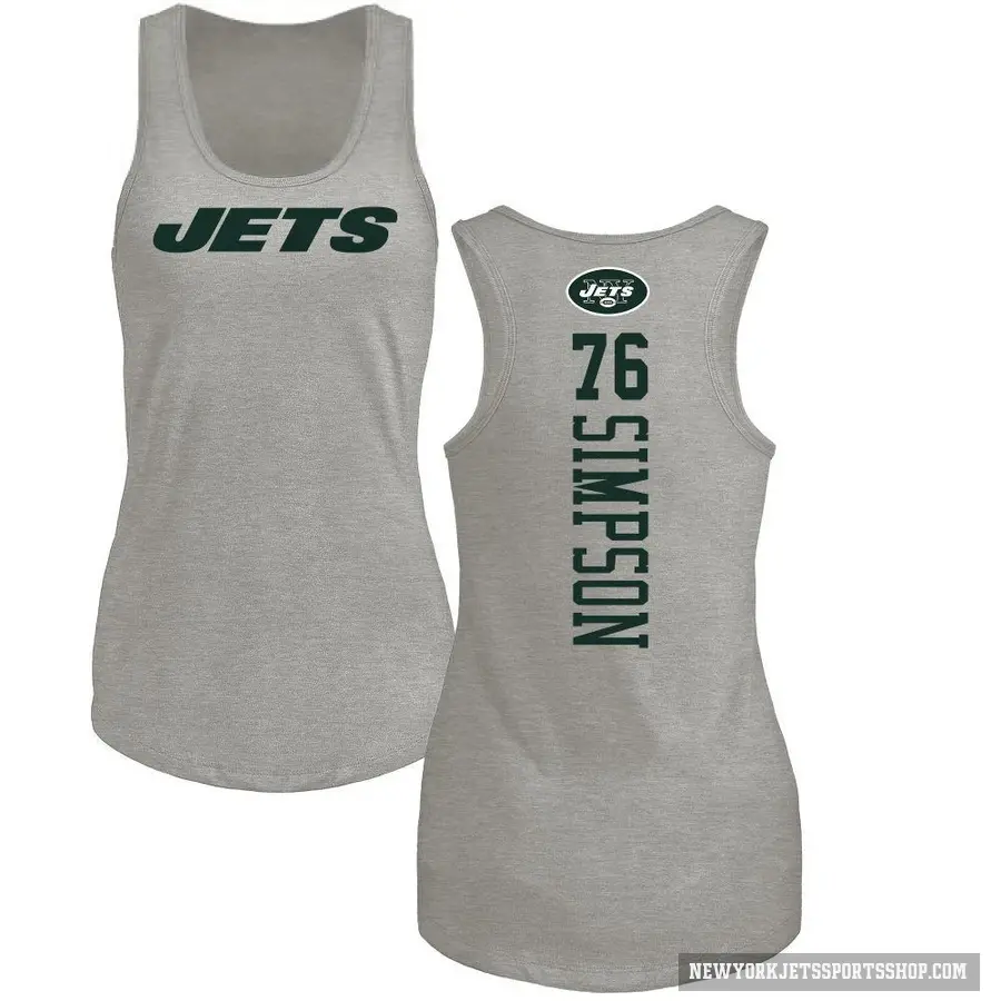 Women's ＃76 John Simpson New York Jets Ash Backer Tank Top