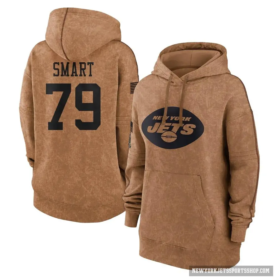 Women's ＃79 Tanzel Smart New York Jets Brown 2023 Salute To Service Pullover Hoodie