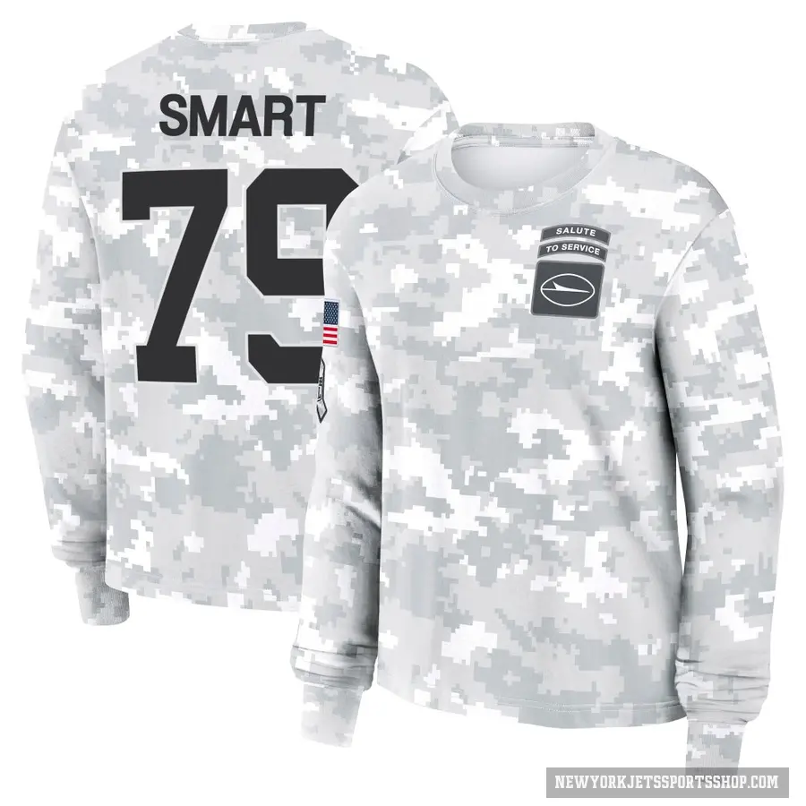 Women's ＃79 Tanzel Smart New York Jets Camo Arctic 2024 Salute to Service Long Sleeve T-Shirt