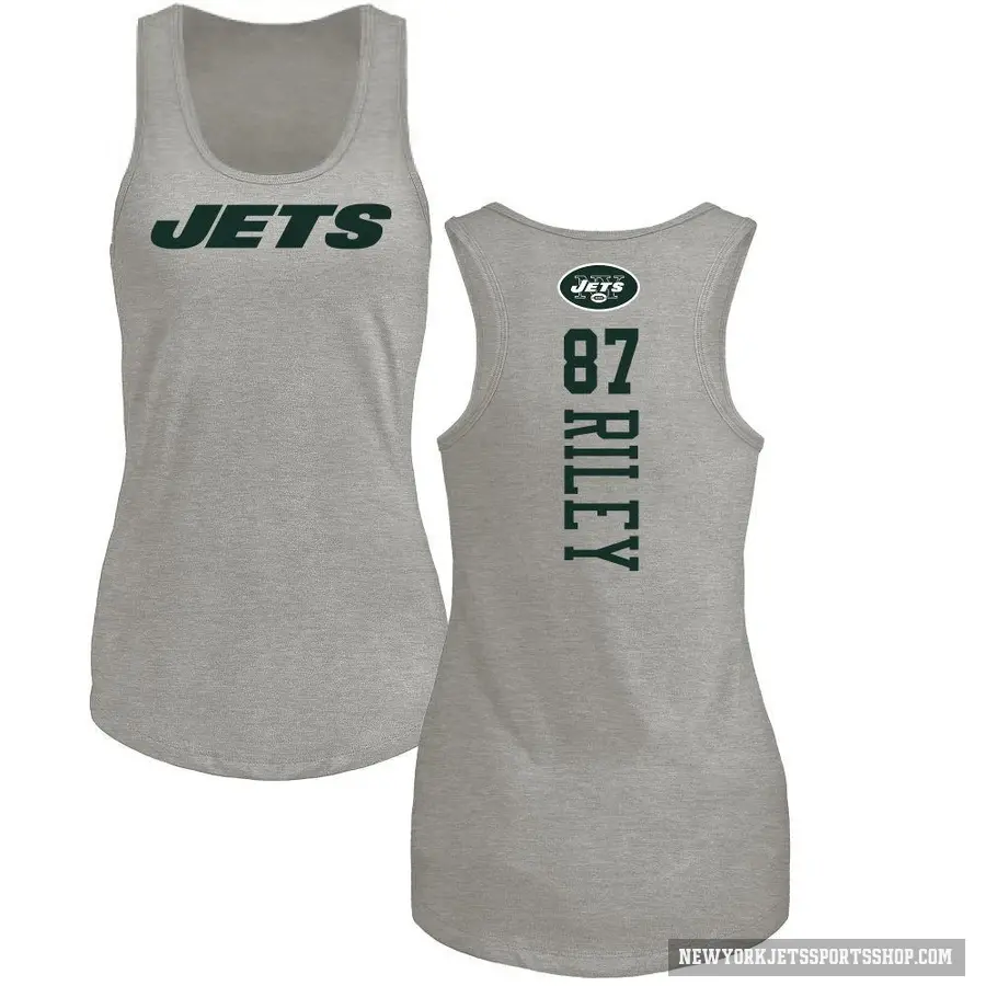 Women's ＃87 Marcus Riley New York Jets Ash Backer Tank Top