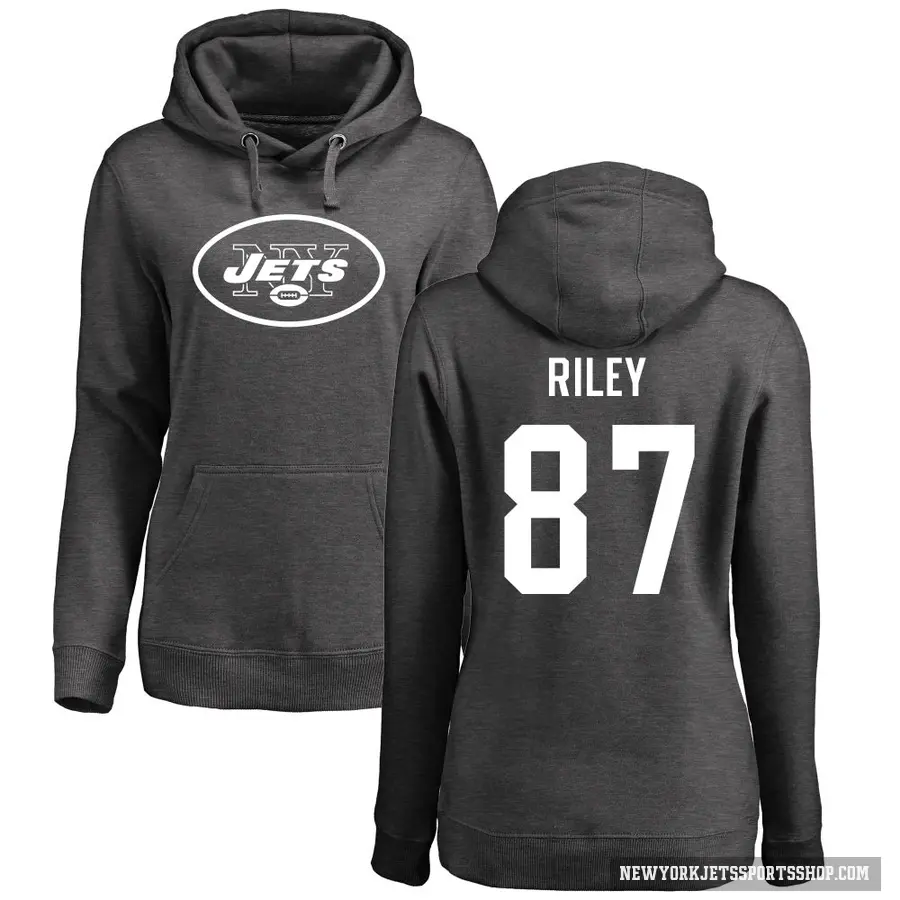Women's ＃87 Marcus Riley New York Jets Pro Line by Branded Ash One Color Pullover Hoodie