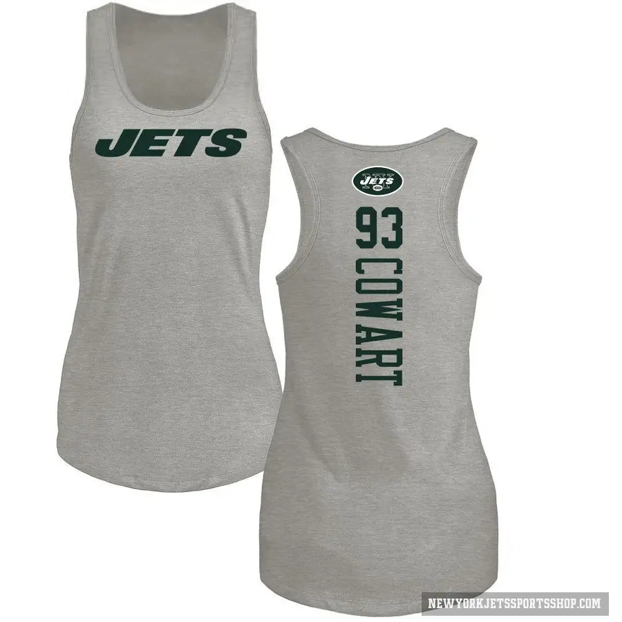 Women's ＃93 Byron Cowart New York Jets Ash Backer Tank Top