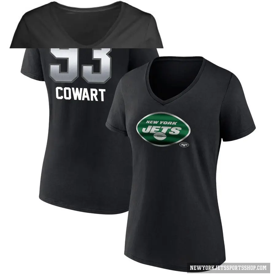 Women's ＃93 Byron Cowart New York Jets Black Midnight Mascot T-Shirt