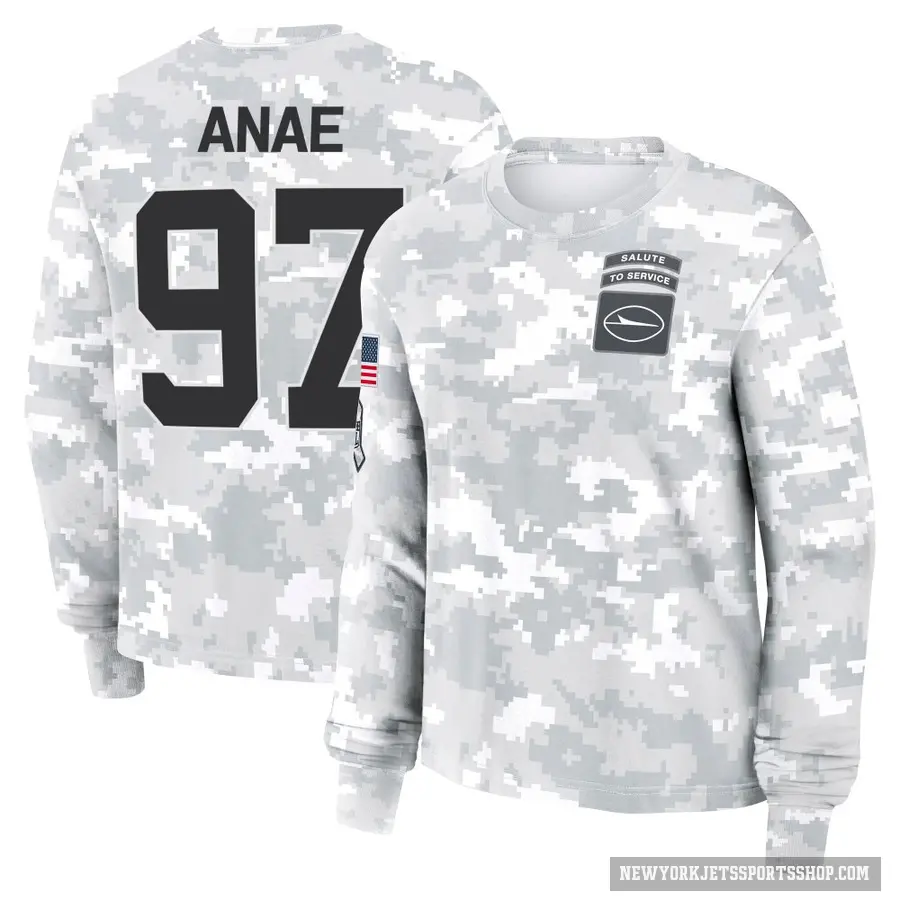 Women's ＃97 Bradlee Anae New York Jets Camo Arctic 2024 Salute to Service Long Sleeve T-Shirt