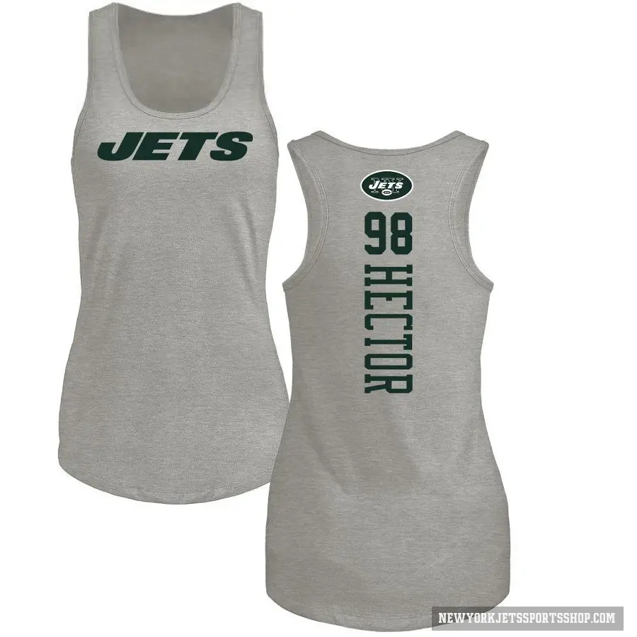 Women's ＃98 Bruce Hector New York Jets Ash Backer Tank Top
