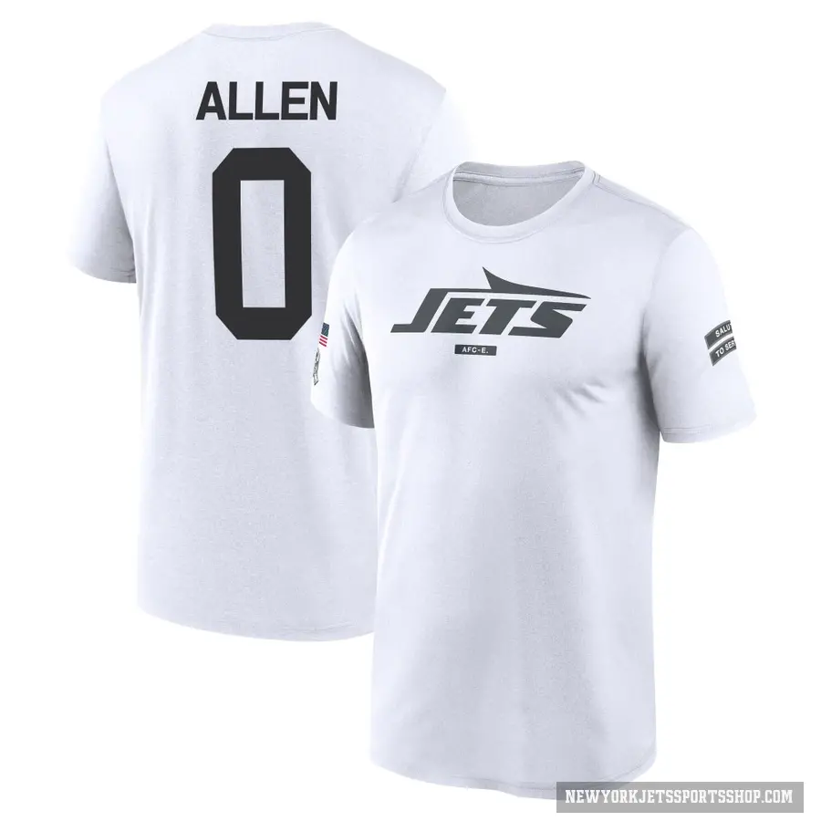 Youth ＃0 Braelon Allen New York Jets White 2024 Salute to Service Performance T-Shirt