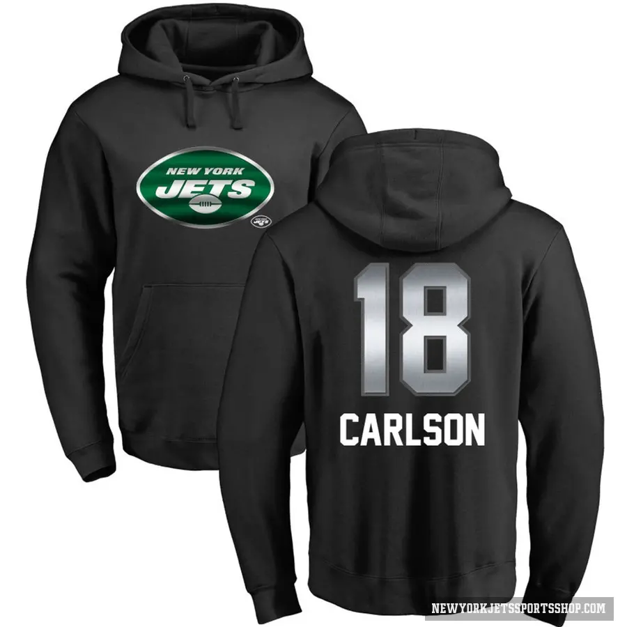 Youth ＃18 Anders Carlson New York Jets Black Midnight Mascot Pullover Hoodie