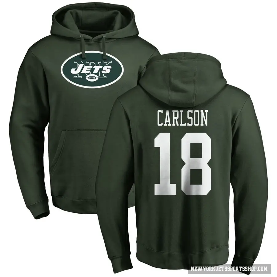 Youth ＃18 Anders Carlson New York Jets Green Pro Line Logo Pullover Hoodie