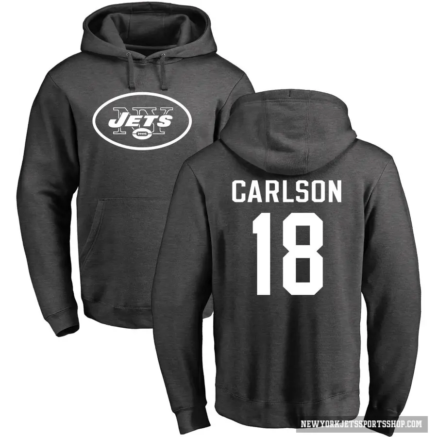 Youth ＃18 Anders Carlson New York Jets Pro Line by Branded Ash One Color Pullover Hoodie