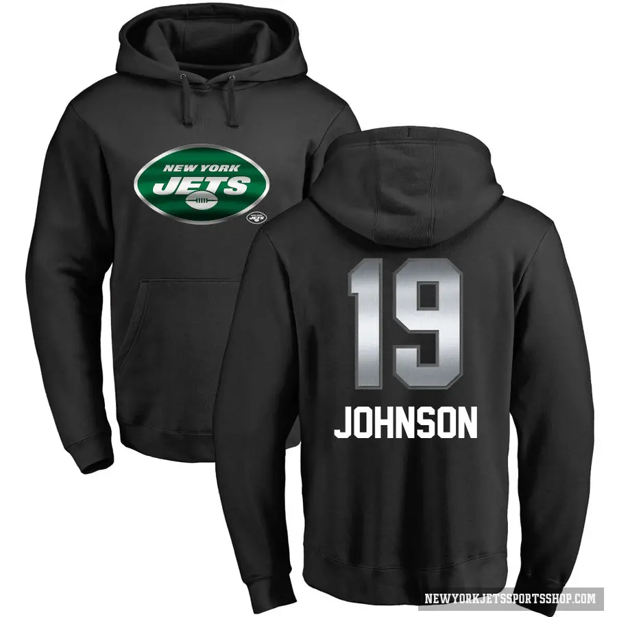 Youth ＃19 Keyshawn Johnson New York Jets Black Midnight Mascot Pullover Hoodie