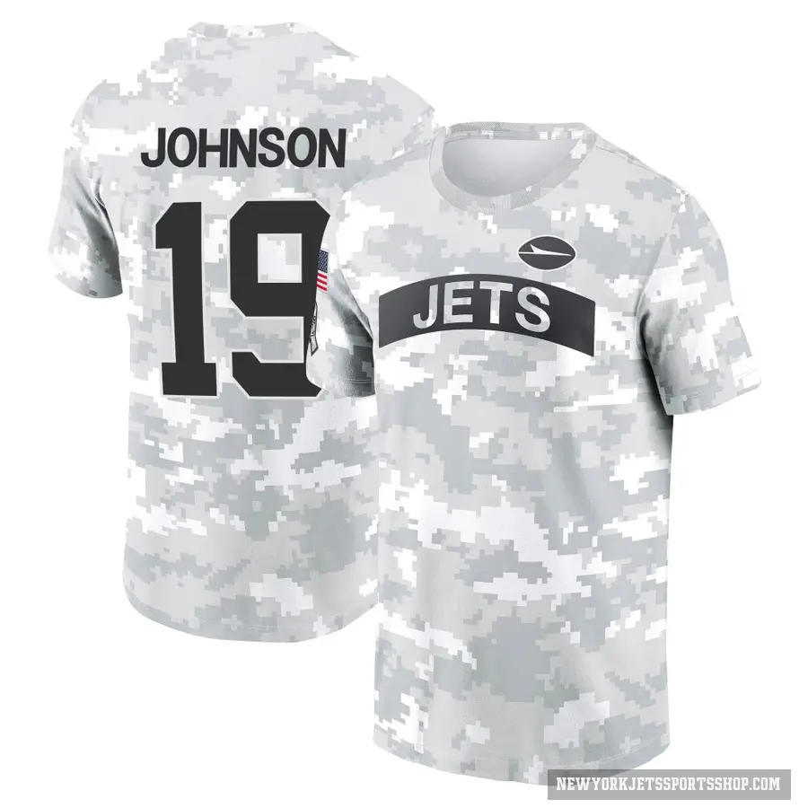 Youth ＃19 Keyshawn Johnson New York Jets Camo Arctic 2024 Salute to Service Performance T-Shirt