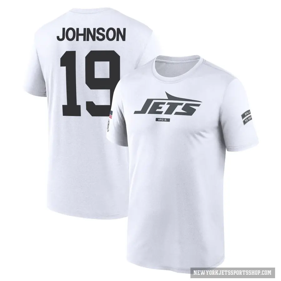 Youth ＃19 Keyshawn Johnson New York Jets White 2024 Salute to Service Performance T-Shirt