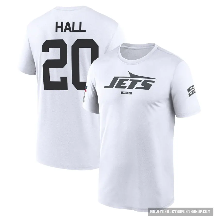 Youth ＃20 Breece Hall New York Jets White 2024 Salute to Service Performance T-Shirt