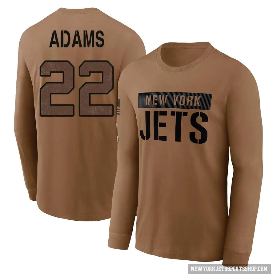 Youth ＃22 Tony Adams New York Jets Brown 2023 Salute To Service Long Sleeve T-Shirt