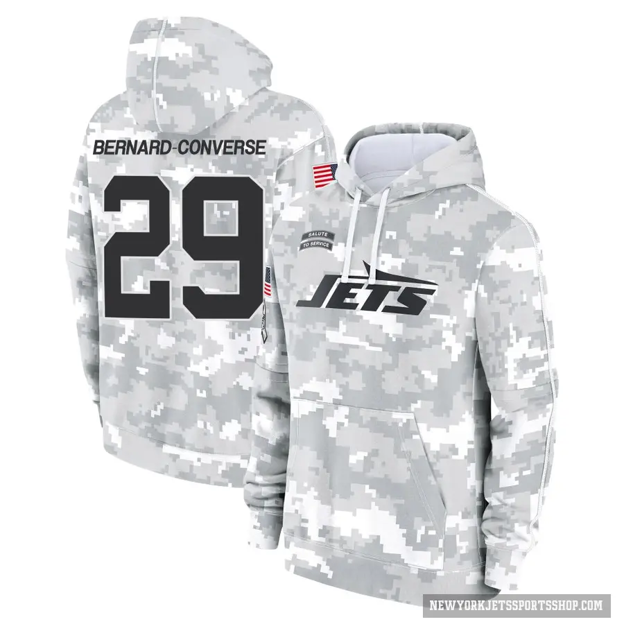 Youth ＃29 Jarrick Bernard-Converse New York Jets Arctic Camo 2024 Salute to Service Club Fleece Pullover Hoodie