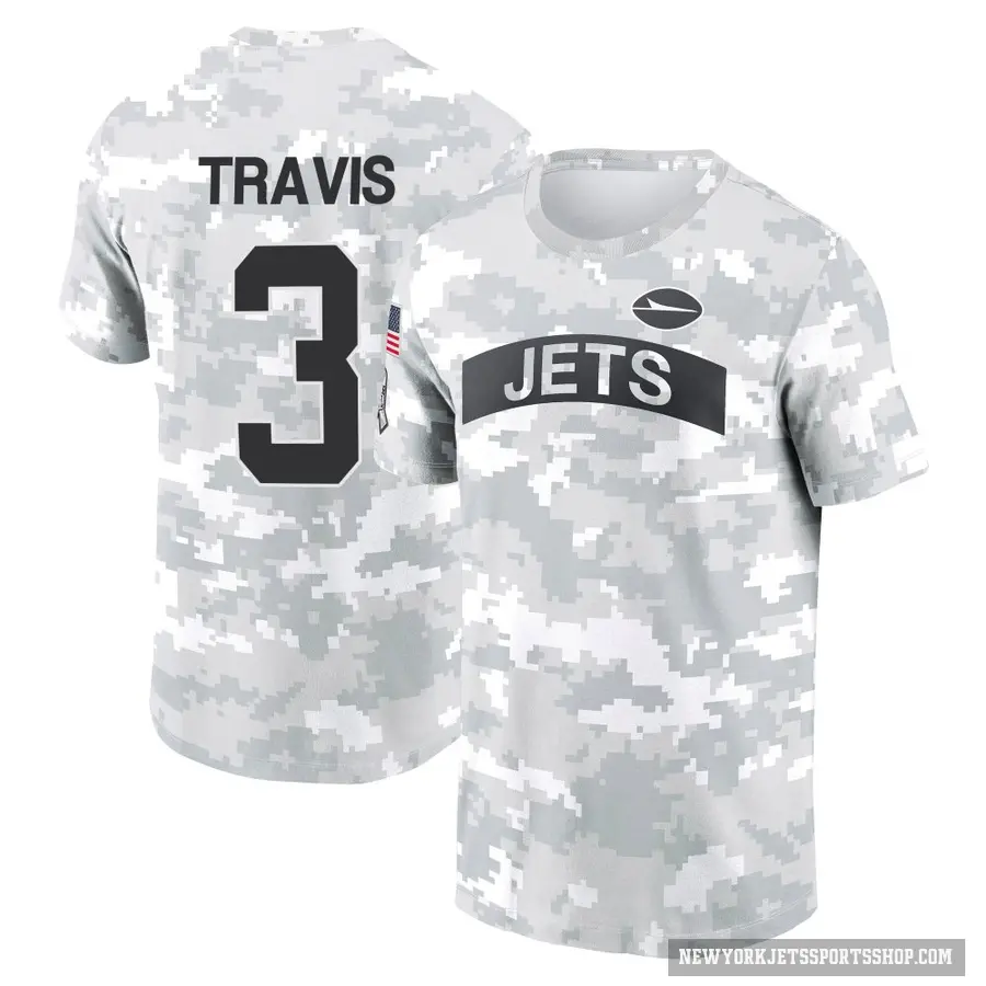 Youth ＃3 Jordan Travis New York Jets Camo Arctic 2024 Salute to Service Performance T-Shirt